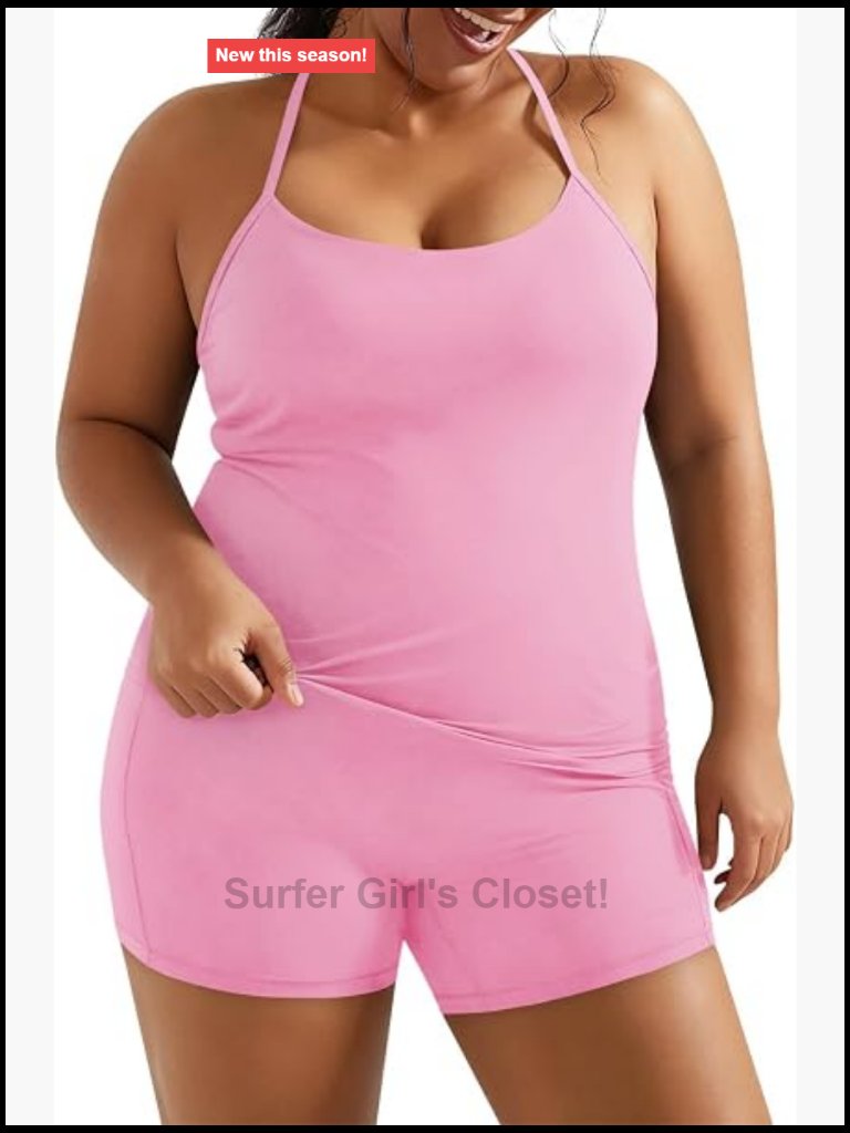 Plus Size Workout 2 Piece Sets Halter Tank Tops High Waisted Biker Shorts